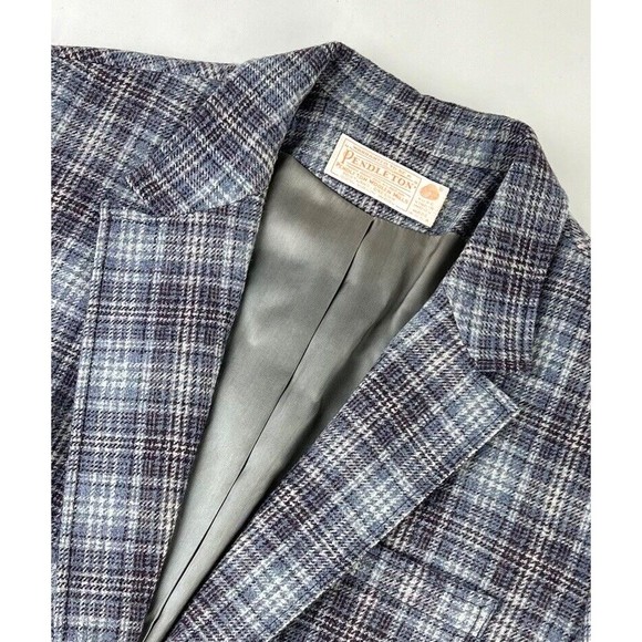 Vintage Pendleton Virgin Wool Blazer Sport Coat Women Purple Plaid